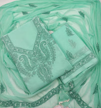 Load image into Gallery viewer, Cotton Sea Green Unstitched Chikankari Suit set
