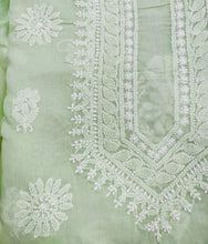 Load image into Gallery viewer, Cotton Pistachio Green Unstitched Chikankari Suit Set
