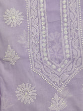 Load image into Gallery viewer, Cotton Mauve Unstiched Chikankari Suit set
