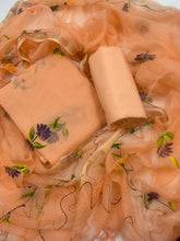 Load image into Gallery viewer, Hand-painted Kota Doria Peach suit set with Kota Doria dupatta