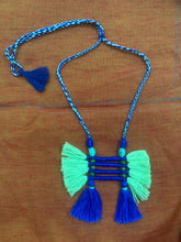 Load image into Gallery viewer, Blue and green tasseled neck piece
