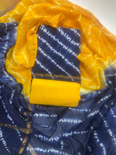 Load image into Gallery viewer, Navy & Golden color Laheriya Chanderi suit with Chanderi dupatta