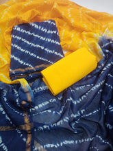 Load image into Gallery viewer, Navy & Golden color Laheriya Chanderi suit with Chanderi dupatta