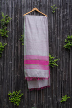 Load image into Gallery viewer, Silver Spring Magenta-Striped Handwoven Silk Dupatta
