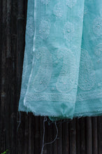 Load image into Gallery viewer, Bageecha Blue Chikankari Dupatta