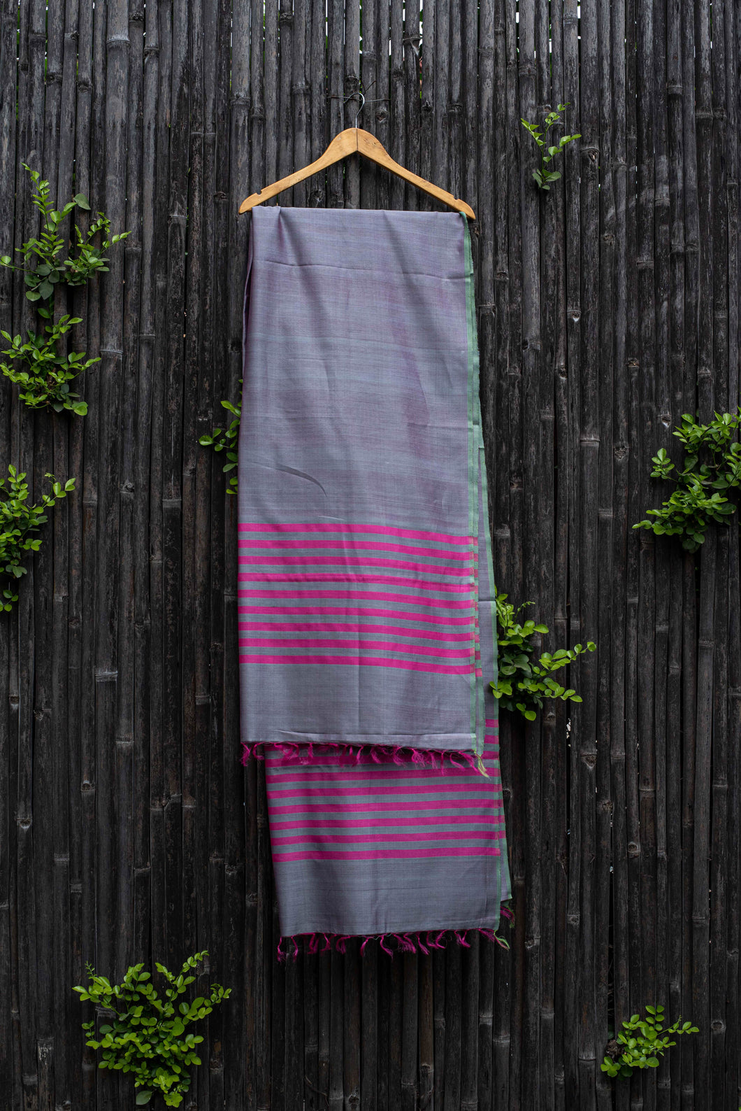 Silver Spring Pink-Striped Handwoven Silk Dupatta