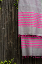 Load image into Gallery viewer, Silver Spring Pink-Striped Handwoven Silk Dupatta
