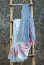 Load image into Gallery viewer, Grey &amp; Dark Grey Color-Blocked Bhagalpuri Cotton-Silk Saree
