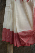 Load image into Gallery viewer, Cherry Cream Naturale Handwoven Bhagalpuri Cotton Saree
