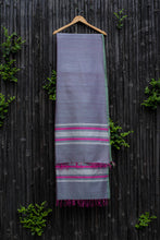 Load image into Gallery viewer, Silver Spring Grapeade Pink-Striped Handwoven Silk Dupatta

