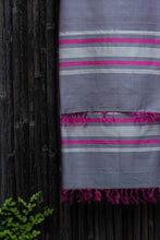 Load image into Gallery viewer, Silver Spring Grapeade Pink-Striped Handwoven Silk Dupatta
