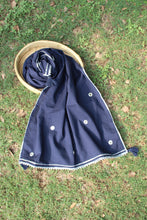Load image into Gallery viewer, Royal Blue Mirror Work Mul Cotton Stole
