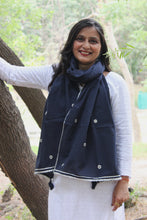 Load image into Gallery viewer, Royal Blue Mirror Work Mul Cotton Stole