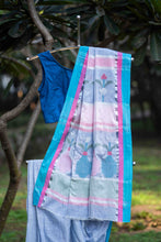 Load image into Gallery viewer, Saanjh Blue Fulia Cotton Saree
