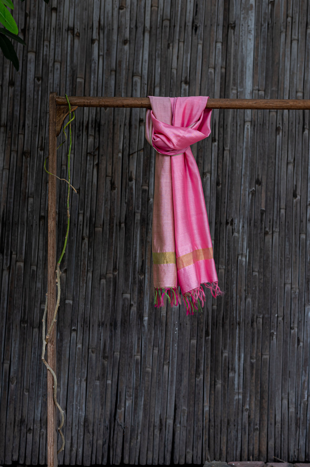 Bahaar Bougainvillea Light Pink Ombre Handwoven Silk Stole