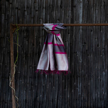 Load image into Gallery viewer, Silver Spring Grey-Grapeade Color-Blocked Handwoven Silk Stole
