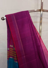 Load image into Gallery viewer, Pink and blue bhagalpuri cotton silk saree
