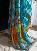 Load image into Gallery viewer, Bhagalpuri Turq and Black Printed Linen Saree
