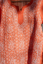 Load image into Gallery viewer, Roshan Orange Chikankari Kurta