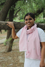 Load image into Gallery viewer, Pastel Pink Mirror Work Mul Cotton Stole