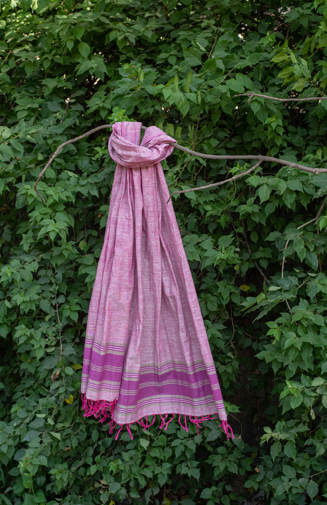 Plain Pink Cotton-Linen Stole