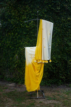 Load image into Gallery viewer, Sukoon Mirrorwork Yellow Mul Cotton Sari
