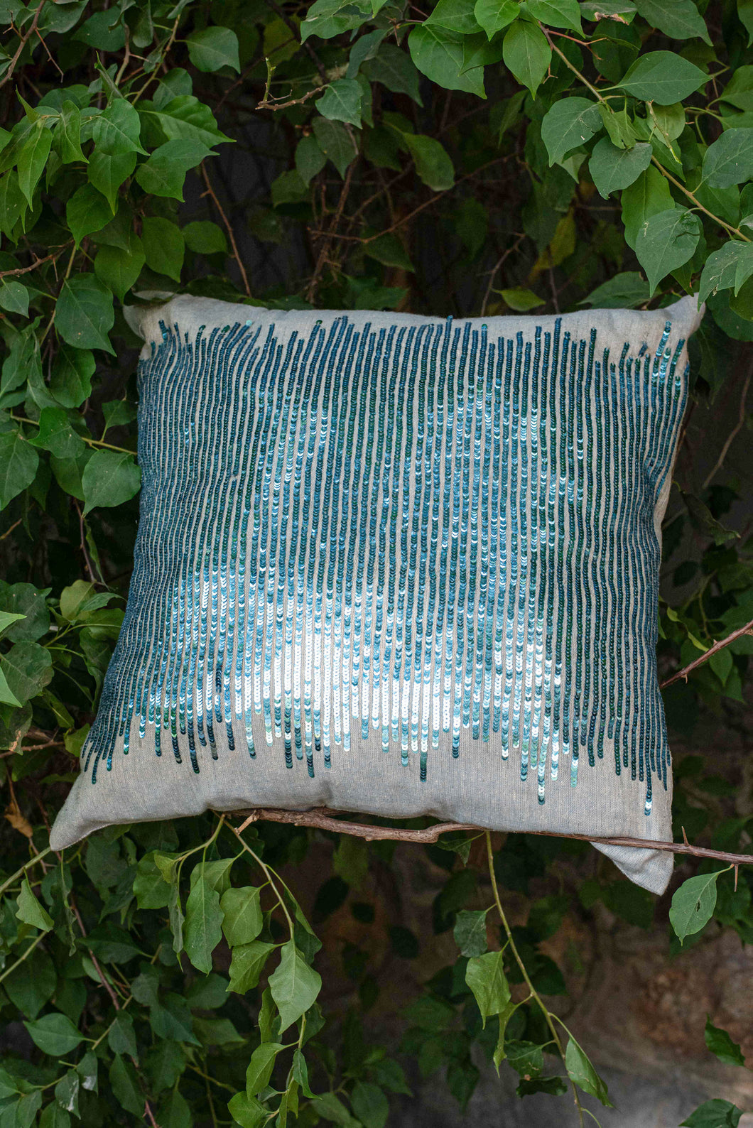 Blue Abstract Geometric Handcrafted Cotton Cushion cover