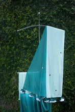 Load image into Gallery viewer, Sukoon Mirrorwork Green Mul Cotton Sari

