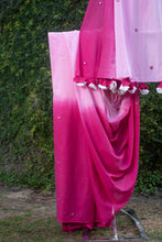 Load image into Gallery viewer, Sukoon Mirrorwork Pink Mul Cotton Sari
