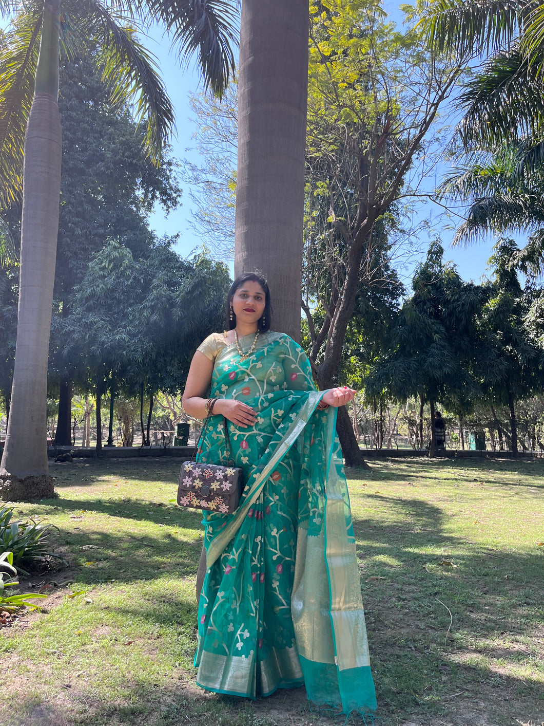 Handwoven Jamdani Muslin Silk saree