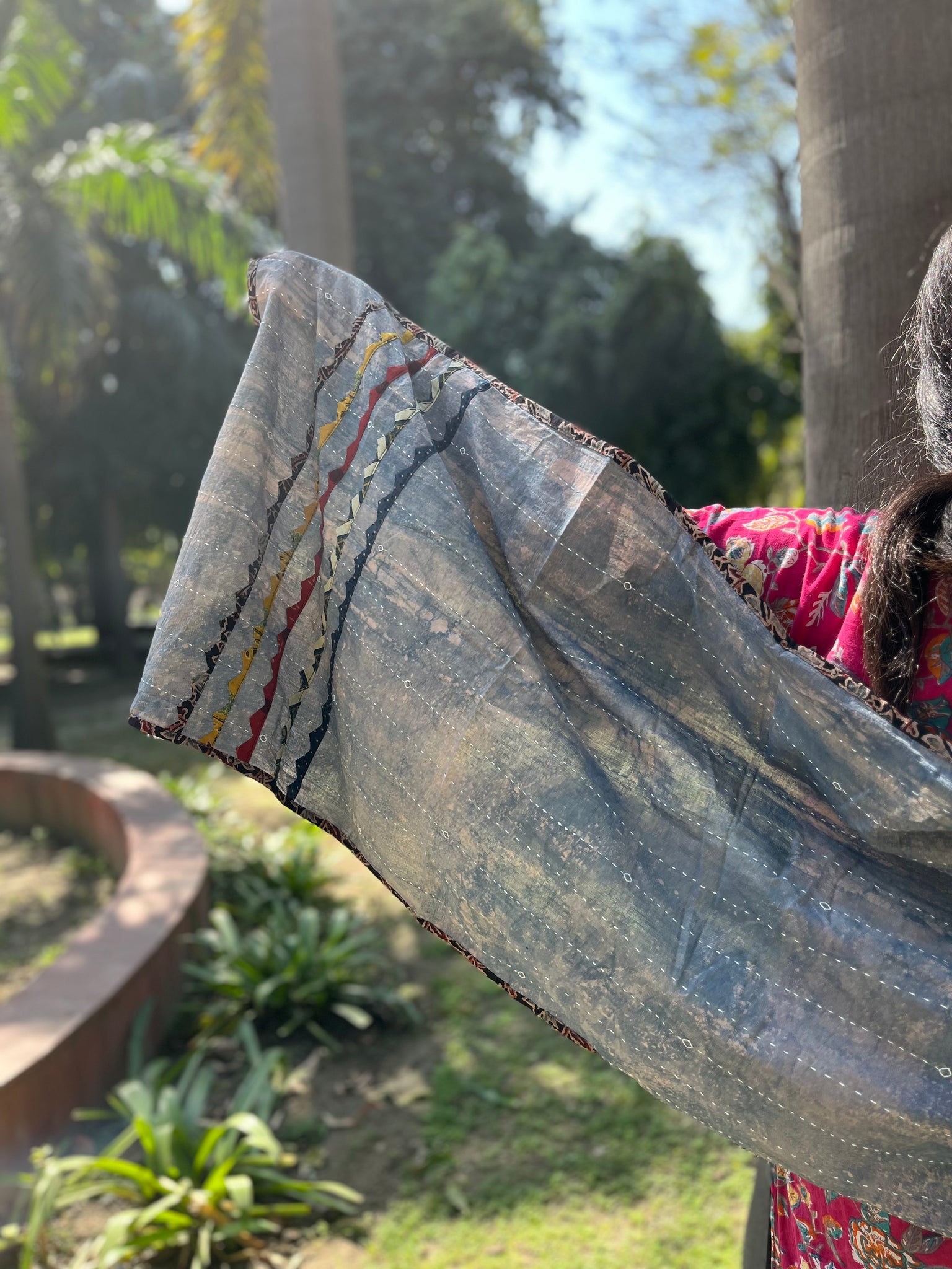 Applique work Kantha stole