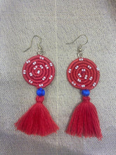 Load image into Gallery viewer, Red and Blue Beaded Neckpiece &amp; Earing
