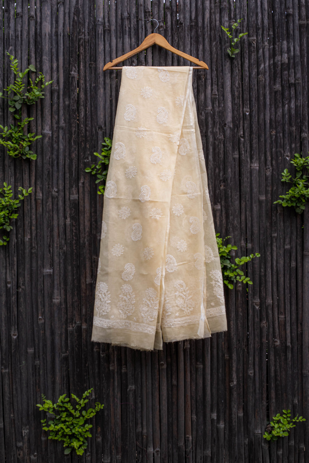 Bageecha Beige Chikankari Dupatta