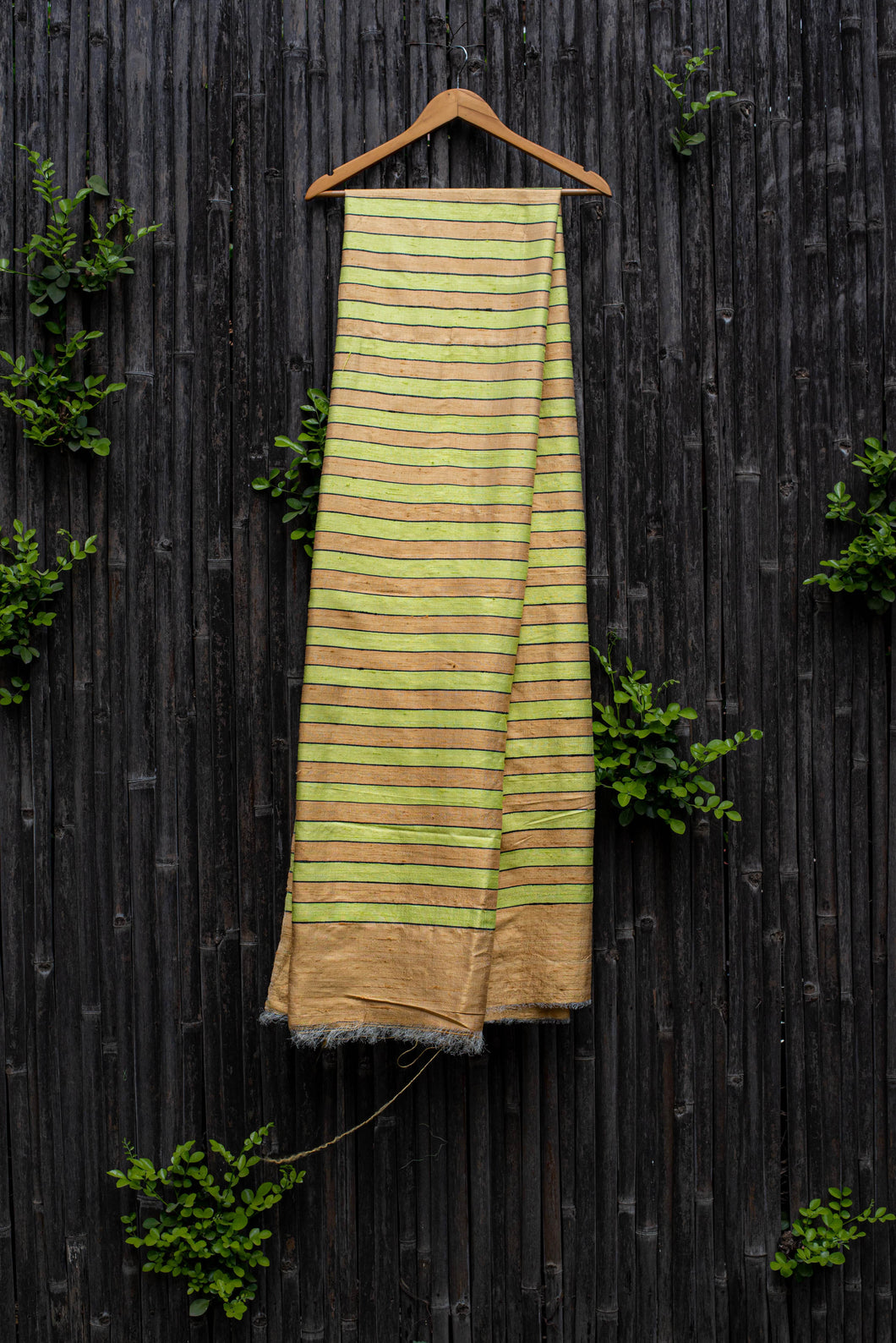Chamakdhaari Green-Golden Beige Bhagalpuri Silk Dupatta