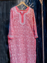 Load image into Gallery viewer, Coral Georgette Chikankari Kurta
