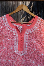 Load image into Gallery viewer, Coral Georgette Chikankari Kurta
